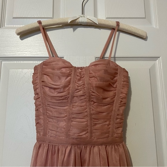 Rare London Dusty Pink Ruched Bustier Mini Short Formal Dress - Sz XS - Picture 2 of 15